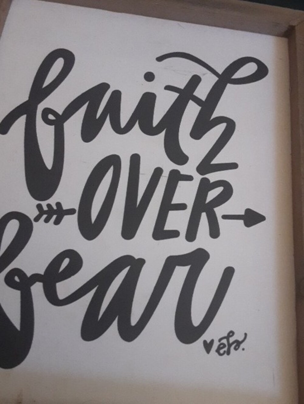 Rustic 'Faith Over Fear' Framed Wall Art - Black on White - Picture 2 of 5